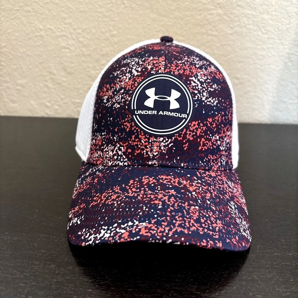 Under Armour Men Golf Cap Hat Iso-Chill Driver Mesh Midnight Navy White XL/2XL